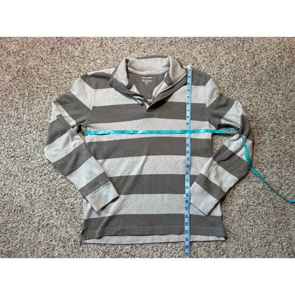 Banana Republic Cotton 1/4 Zip Sweater; SO SOFT!! Size M; Cream & Brown Striped - Picture 5 of 8